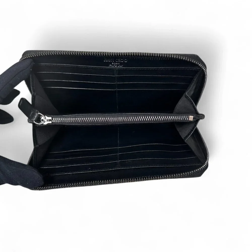 Women's Jimmy Choo Black Leather Wallet - Star Patterned Mini Studs